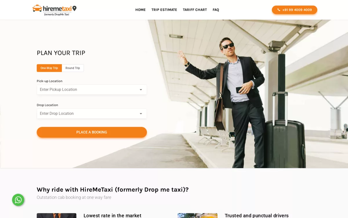HireMeTaxi website