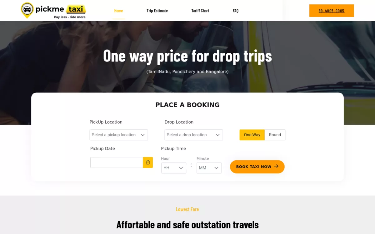 PickMe Taxi website
